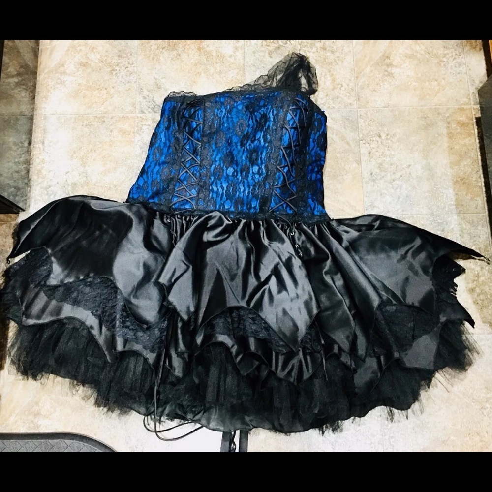 Black and Blue Size 14 GOTH PUNK Wedding Prom Homecoming Dress